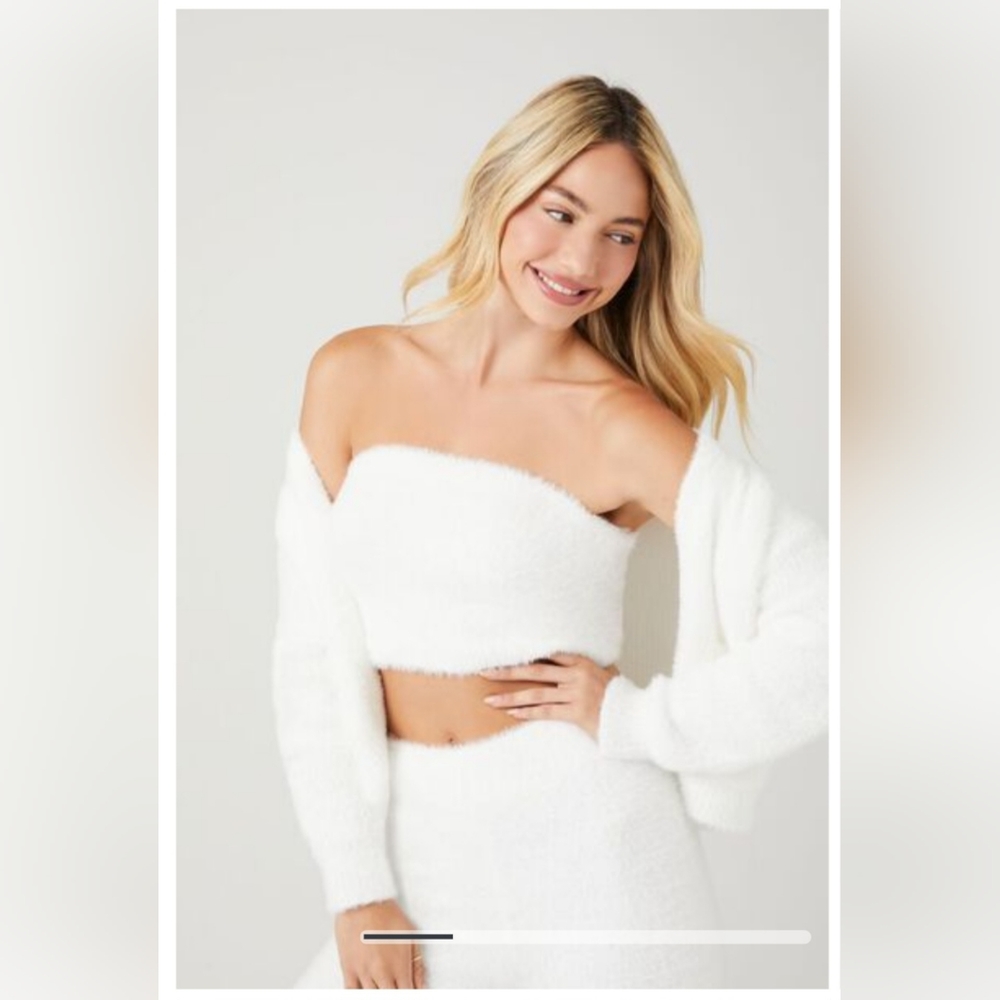 Fuzzy Sweater,Knit Tube Top, Forever 21